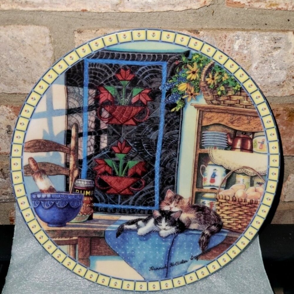 Hannah Hollister "Lazy Morning" Cat Cozy Country Corners Plate 1990